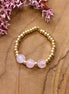 Gold bead ring - rose quartz