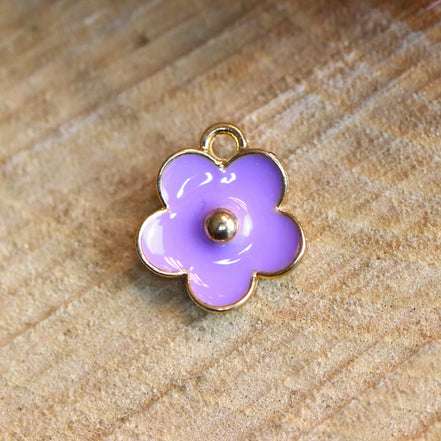Enamel bedel - lila bloem goud