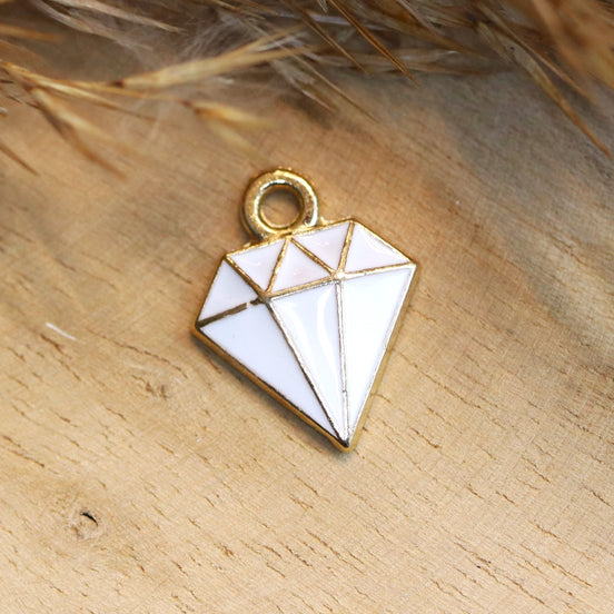 Emaille Charm - Diamant Gold