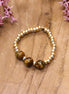 Gold bead ring - tiger eye