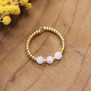 Golden bead ring - moonstone