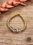 Golden bead ring - labradorite 