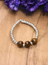 Silver bead ring - tiger eye