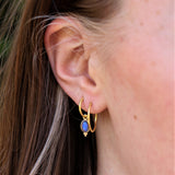 Gold plated oorringbedel met labradoriet