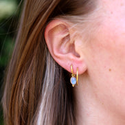 Gold plated earring charm with moonstone