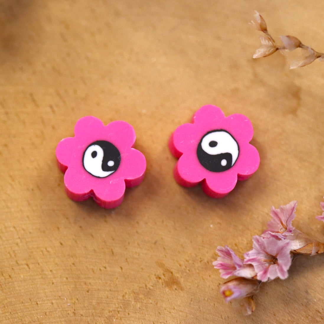 Polymer Yin Yang Pink Flower