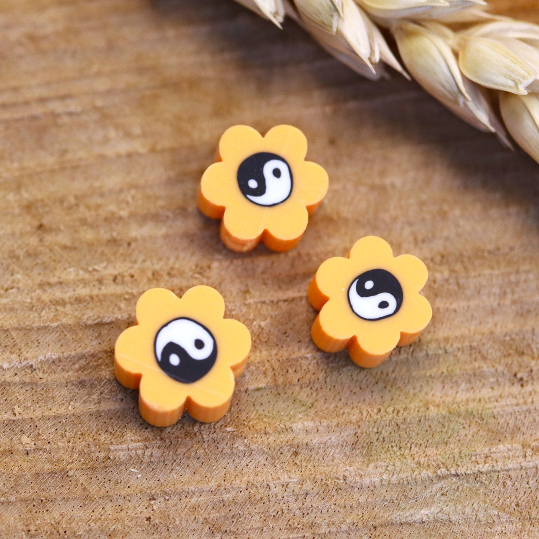 Polymer Yin Yang Orange Flower