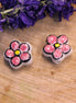 Bead pink - ceramic flower