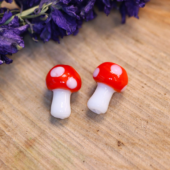Perle rot - Glasperle Pilz