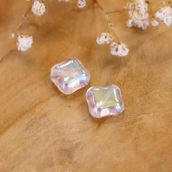 Kraal crystal - plat vierkant met AB coating
