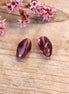 Bead purple - glass bead oval flattened