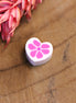 Polymer white heart with pink flower