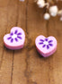 Polymer light pink heart with purple flower