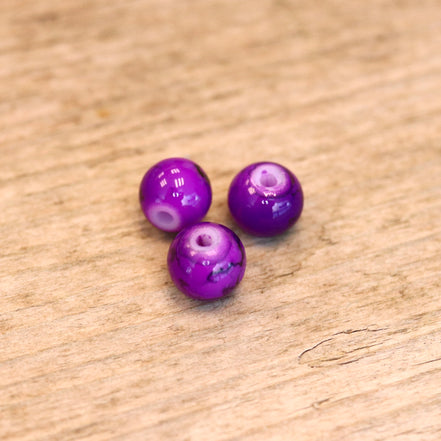Bead purple - round marbled