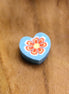 Polymer light blue heart with red flower
