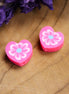 Polymer pink heart with pink flower