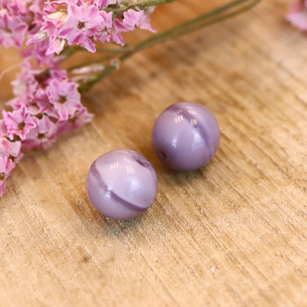 Bead purple - round with print 9mm
