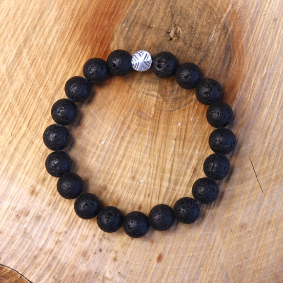Herenarmband met lavasteen