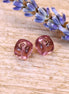 Bead purple - glass bead rounded cube