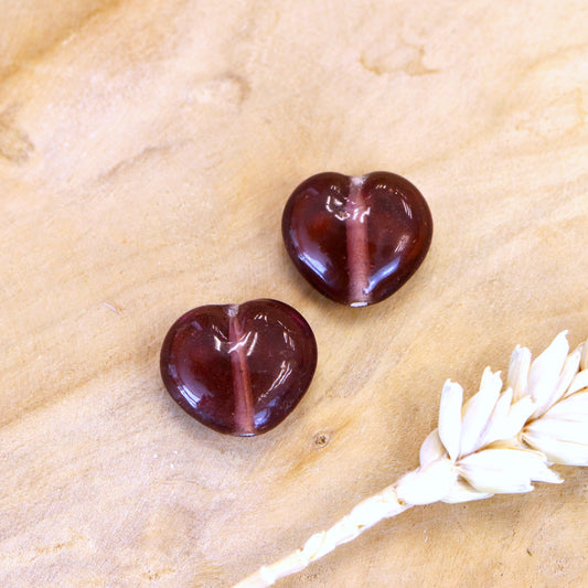 Perle lila - Glasperle großes Herz