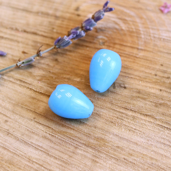 Perle blau - Glasperle Tropfen