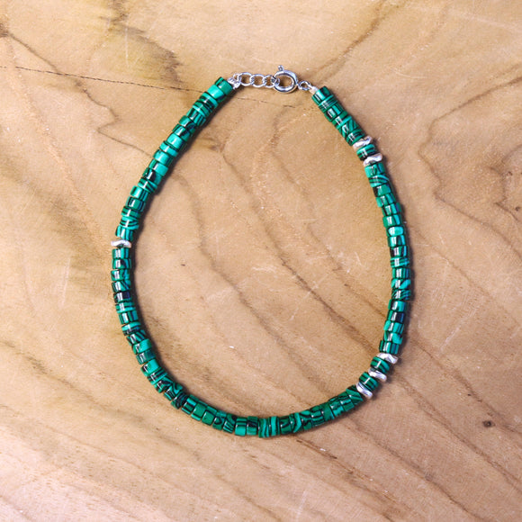 Herenarmband met malachiet - met slot