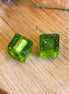 Bead green - glass bead large cube