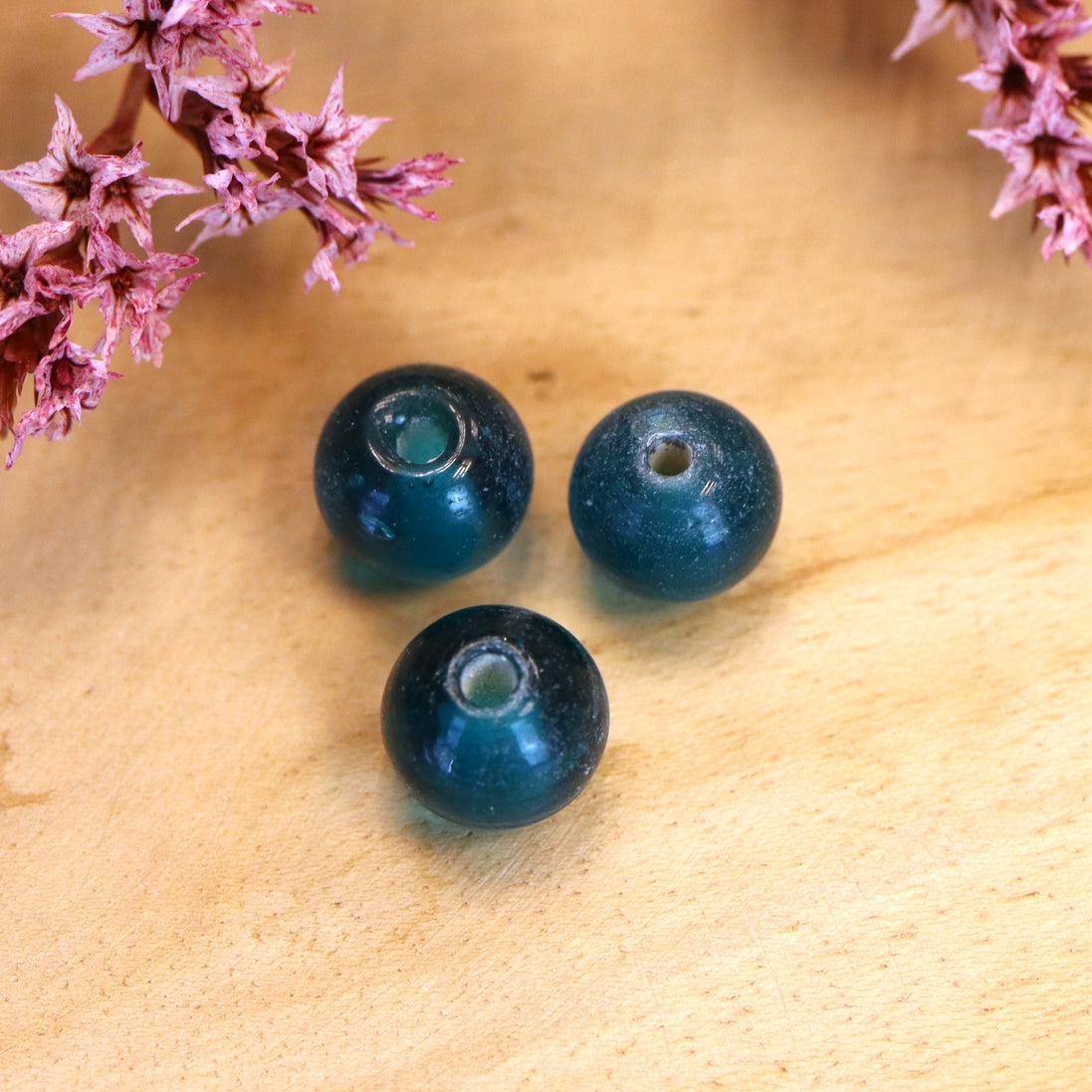 Bead green - glass bead round