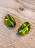 Bead green - glass bead oval with three sides