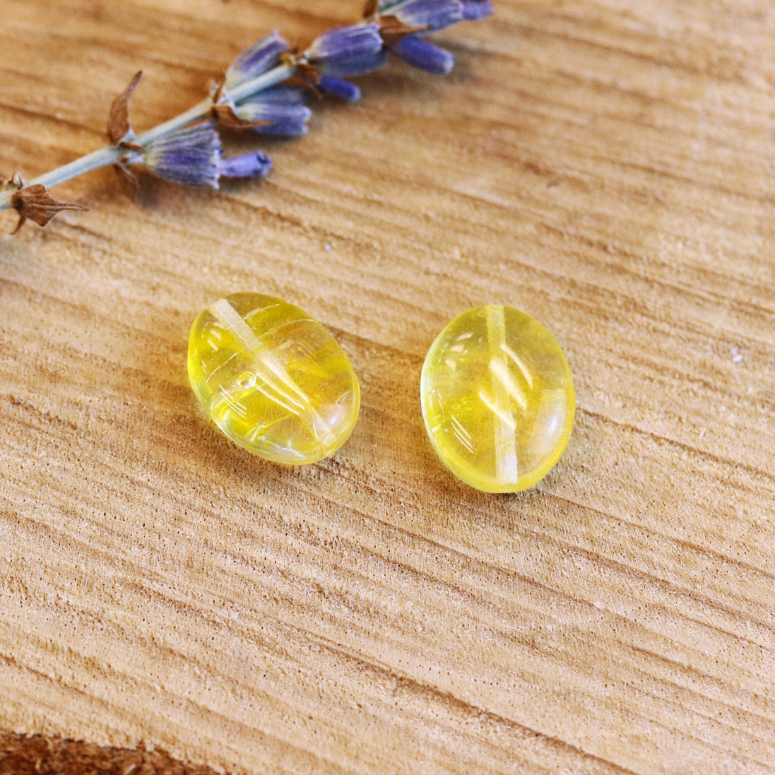 Perle gelb - Glasperle oval