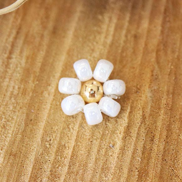 Miyuki bloem wit-goud