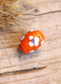Bead orange - ceramic tube with flower decoration