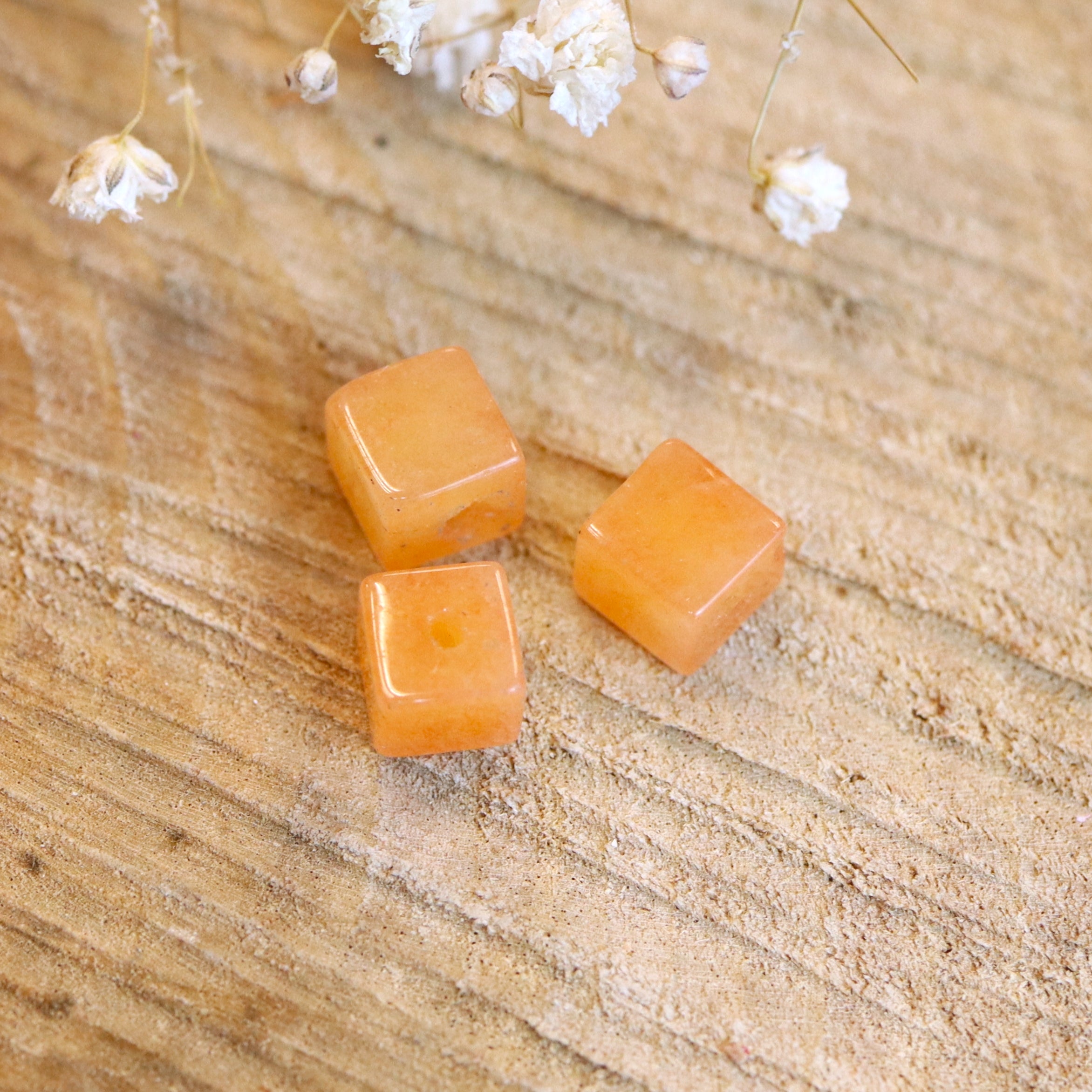 Bead orange - glass bead cube small