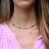 Zilveren kralenketting - tijgeroog
