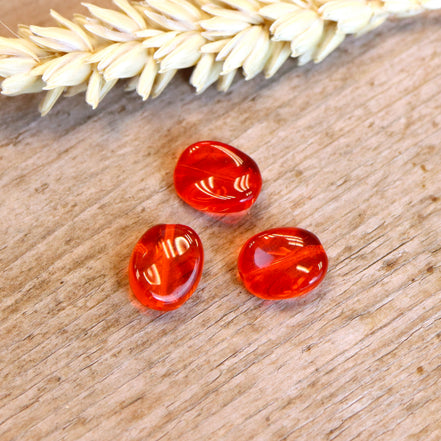 Perle rot - Glasperle gebogen oval
