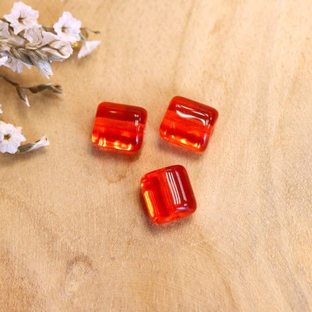 Bead red - glass bead oval tube