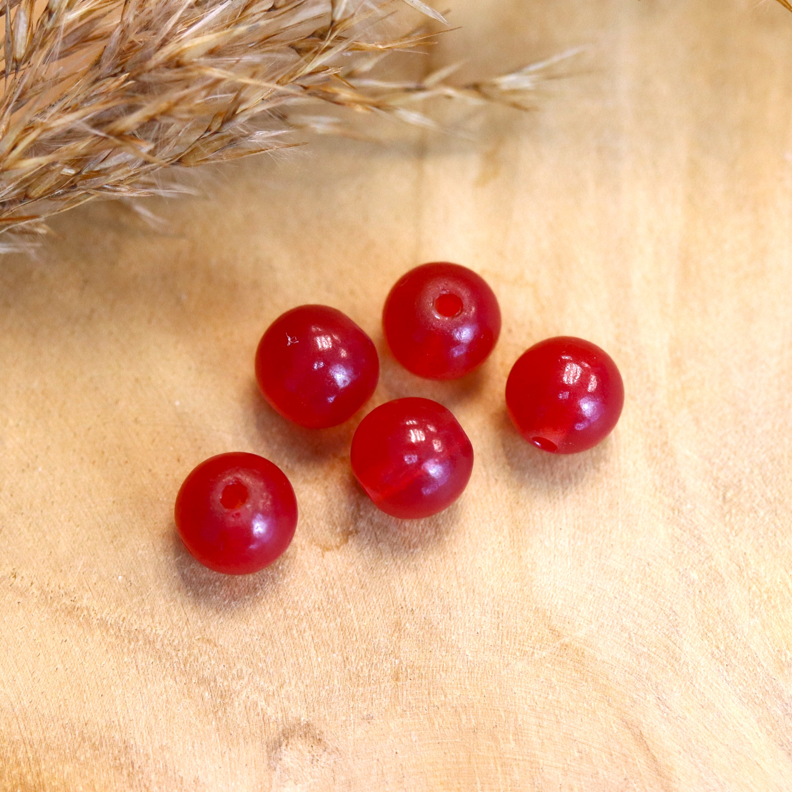 Bead red - glass bead round