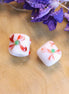 Bead red - ceramic white with red flower