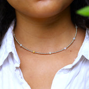 Zilveren kralenketting - amazoniet
