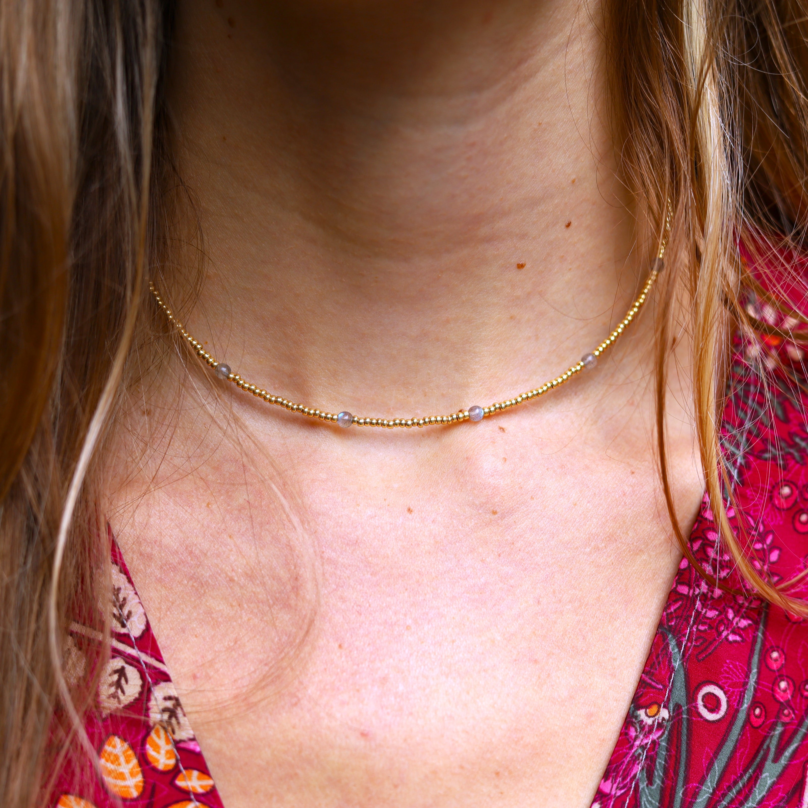 Gouden kralenketting - labradoriet