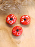Bead red - ceramic flat round with dots