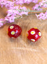 Bead red - glass bead round with yellow dots