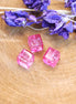 Bead pink - glass bead cube transparent with marble effect