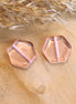 Bead pink - glass bead flat hexagon