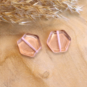 Kraal roze - glaskraal platte zeshoek
