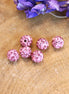 Bead pink - round with small rhinestone