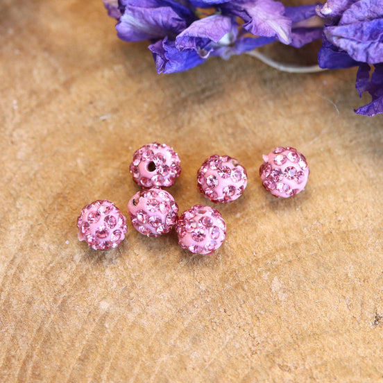 Perle rosa - rund mit kleinem Strassstein