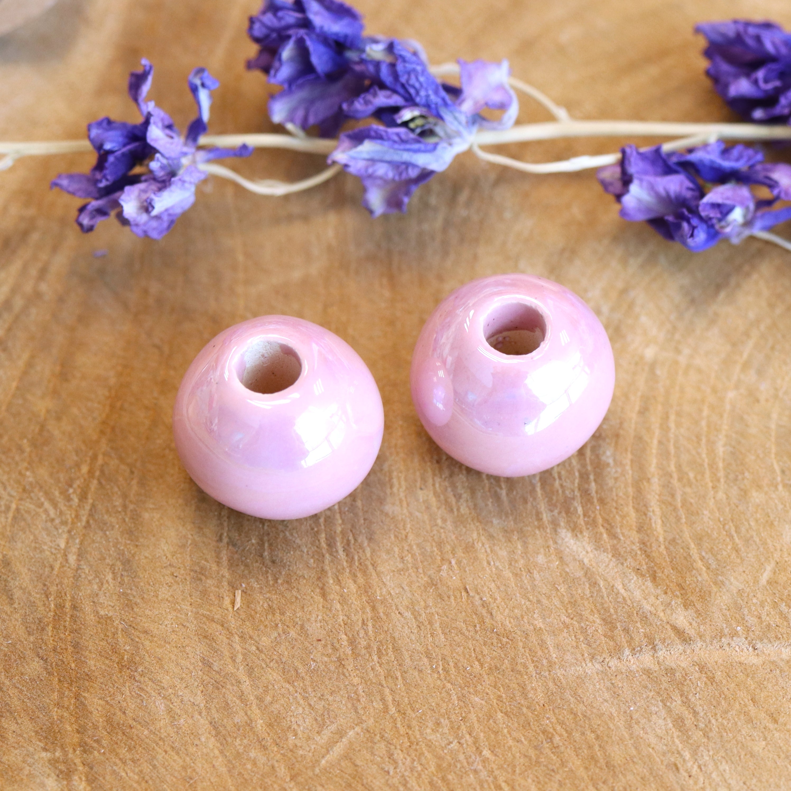 Bead pink - ceramic pink mother-of-pearl gloss