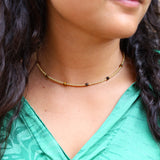Gouden kralenketting - tijgeroog