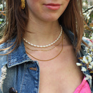 Stainless steel ketting goud - bolletjes